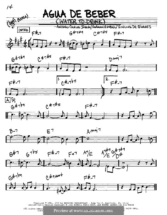 Agua de Beber (Water To Drink): Melody and chords - Eb instruments by Antonio Carlos Jobim