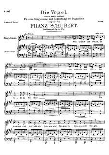 Die Vögel (The Birds), D.691: Piano-vocal score by Franz Schubert