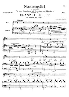 Namentagslied (Name-Day Song), D.695: A Major by Franz Schubert
