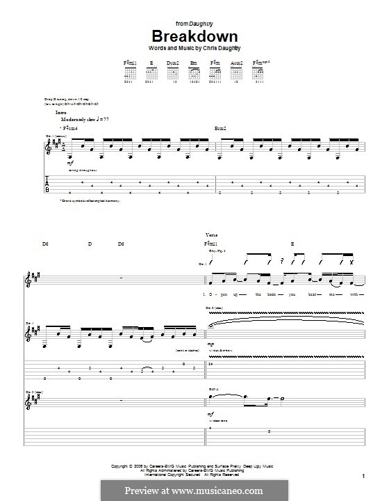 Breakdown (Daughtry): For guitar with tab by Chris Daughtry