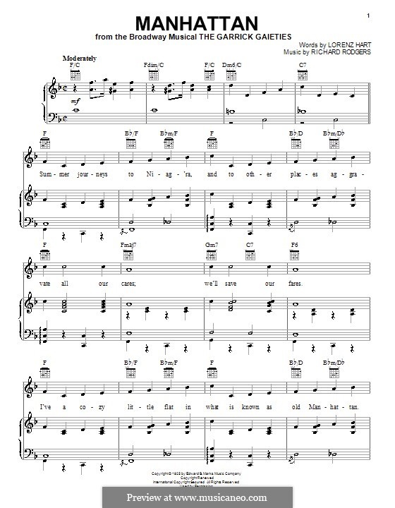 manhattan by r rodgers sheet music on musicaneo manhattan sheet music