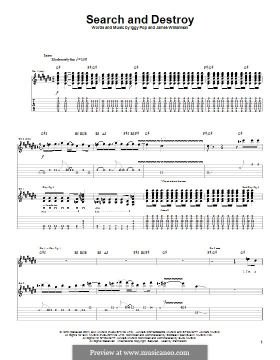 Search and Destroy: For guitar with tab (Iggy Pop) by James Williamson