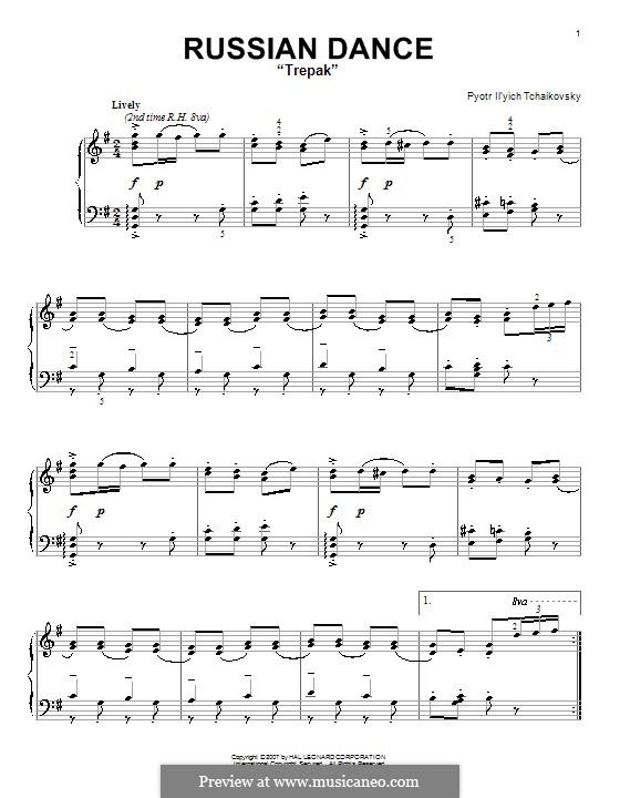 No.4 Russian Dance (Trepak): For piano by Pyotr Tchaikovsky