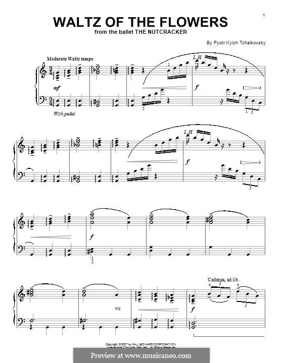 No.8 Waltz of the Flowers: For piano (high quality sheet music) by Pyotr Tchaikovsky