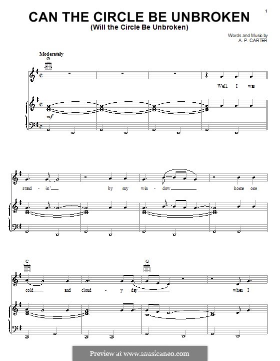 Can the Circle Be Unbroken (Will the Circle Be Unbroken): For voice and piano or guitar (Alabama) by A.P. Carter