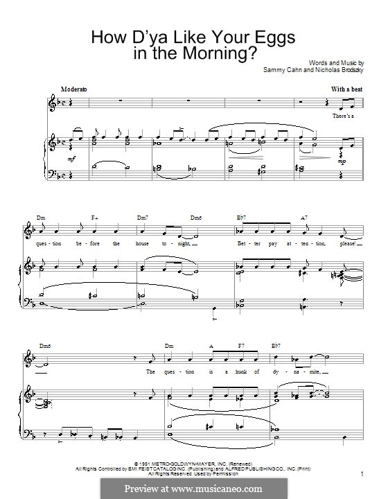 How d'Ya Like Your Eggs in the Morning?: For voice and piano (or guitar) by Nicholas Brodszky