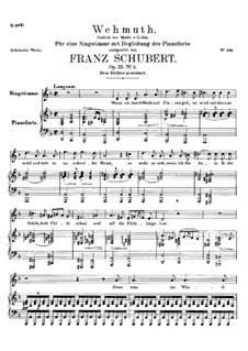 Wehmut (Melancholy), D.772 Op.22 No.2: For voice and piano by Franz Schubert