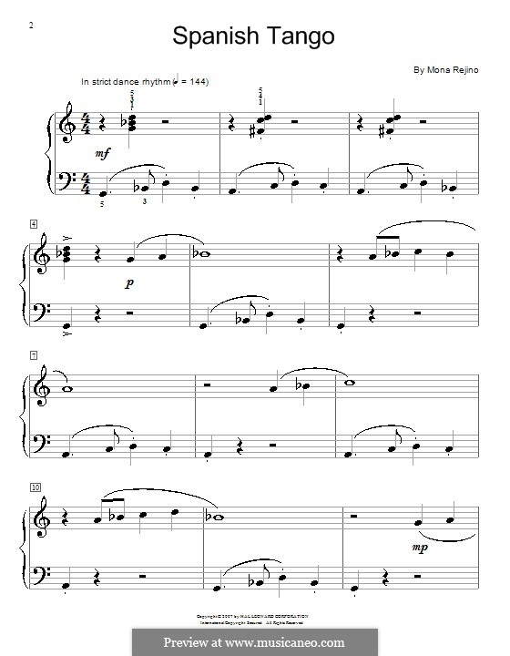 Spanish Tango by M. Rejino sheet music on MusicaNeo