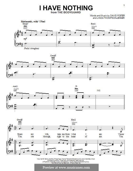 I Have Nothing (Whitney Houston) By D. Foster, L. Thompson-Jenner On