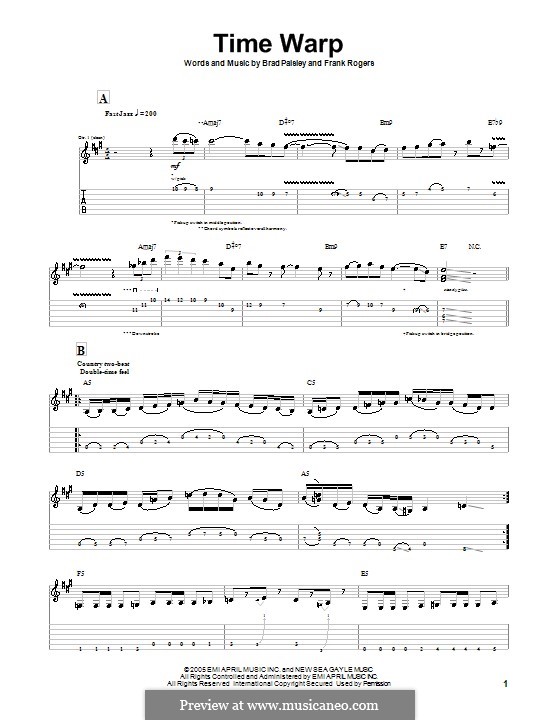 Time Warp: For guitar with tab by Frank Rogers