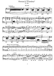 Fierrabras, D.796: Overture, for piano four hands by Franz Schubert