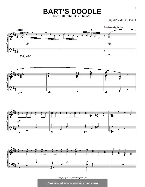 Bart's Doodle (from The Simpsons Movie): For piano by Michael A. Levine