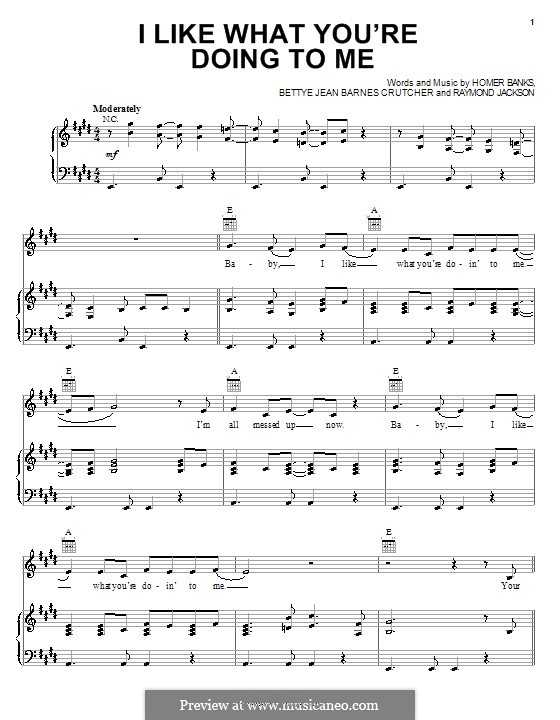 I Like What You're Doing to Me (Carla Thomas): For voice and piano (or guitar) by Bettye Jean Barnes Crutcher, Homer Banks, Raymond Jackson