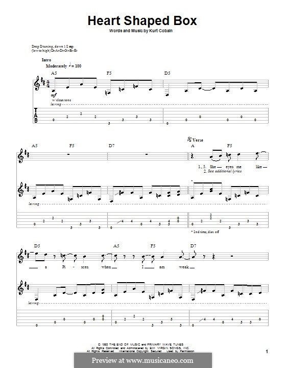 Heart Shaped Box (Nirvana): For guitar with tab by Kurt Cobain