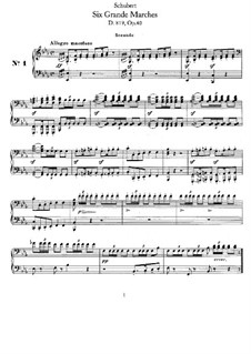 Six Grandes Marches, D.819 Op.40: For piano four hands by Franz Schubert
