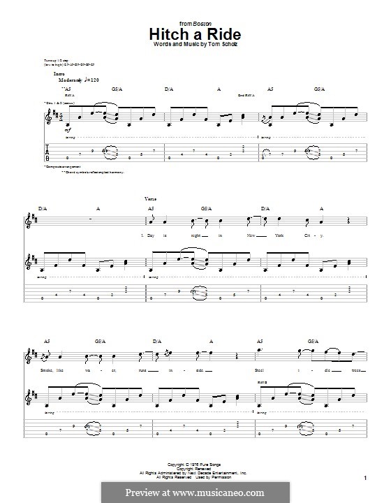 Hitch a Ride (Boston): For guitar with tab by Tom Scholz