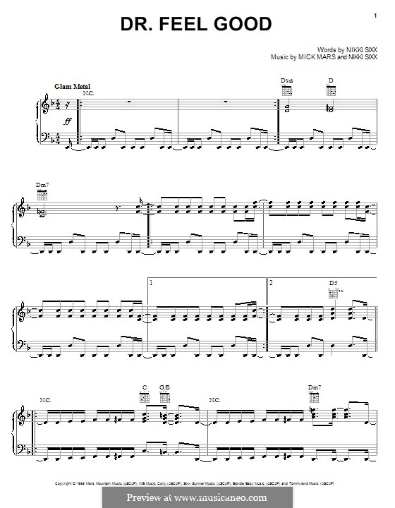 Download Digital Sheet Music of motley crue for Guitar notes and tablatures