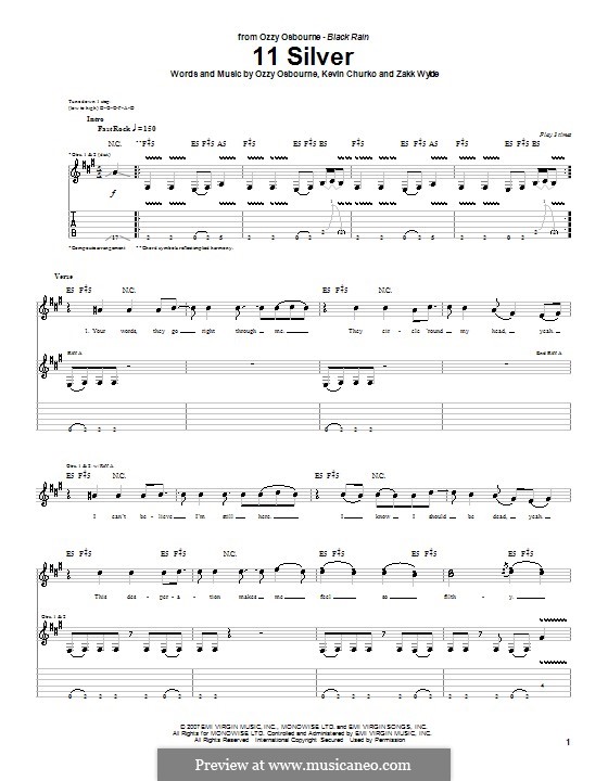 11 Silver (Ozzy Osbourne): For guitar with tab by Kevin Churko, Zakk Wylde