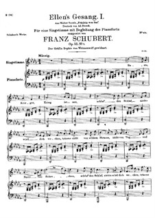Ellen's Song I, D.837 Op.52 No.1: For voice and piano by Franz Schubert