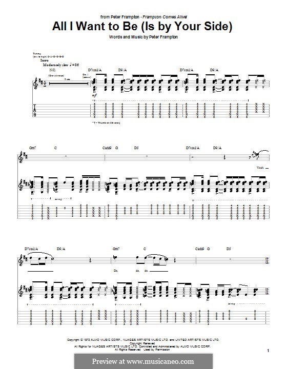 All I Want To Be (Is By Your Side): For guitar with tab by Peter Frampton