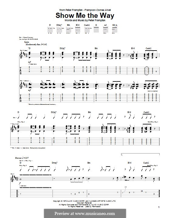 Show Me the Way: For guitar with tab by Peter Frampton