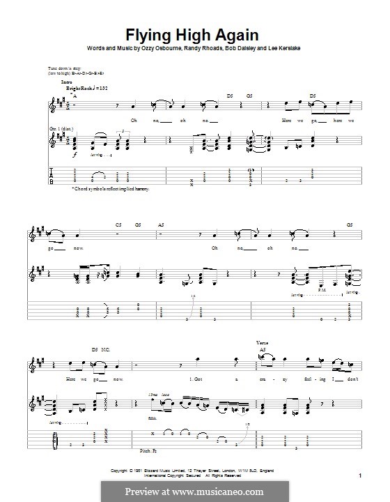 Flying High Again: For guitar with tab by Bob Daisley, Lee Kerslake, Randy Rhoads