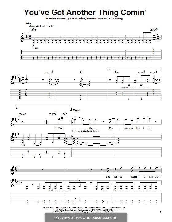 You've Got Another Thing Comin' (Judas Priest): For guitar with tab by Glenn Tipton, K. K. Downing, Robert Halford
