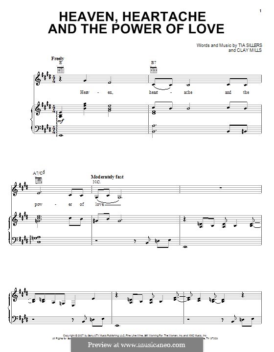 Heaven, Heartache and the Power of Love (Trisha Yearwood): For voice and piano (or guitar) by Clay Mills, Tia Sillers