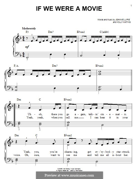 If We Were a Movie (Hannah Montana): For easy piano by Holly Mathis, Jeannie Lurie