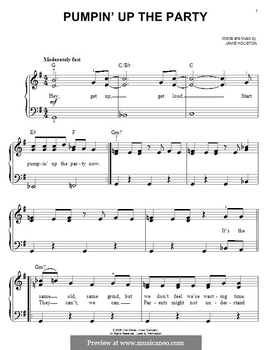 Pumpin' Up the Party (Hannah Montana): For easy piano by Jamie Houston