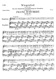 Wiegenlied (Cradle Song), D.867 Op.105 No.2: For voice and piano by Franz Schubert