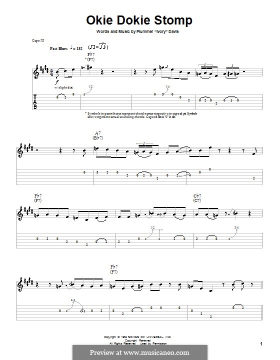 Okie Dokie Stomp: For guitar with tab by Plummer 'Ivory' Davis