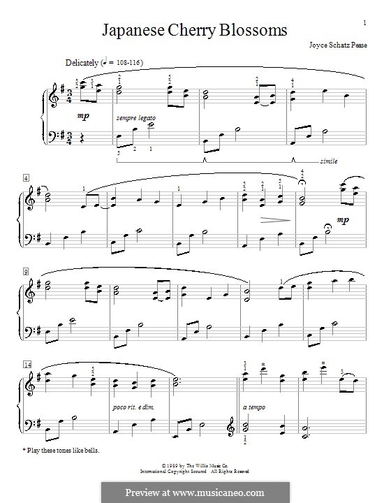 Japanese Cherry Blossoms: For piano by Joyce Schatz Pease