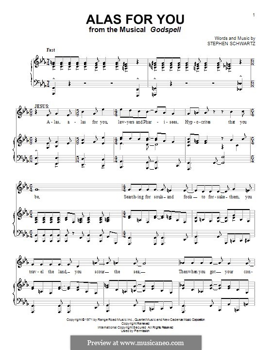 Alas for You: For voice and piano (or guitar) by Stephen Schwartz