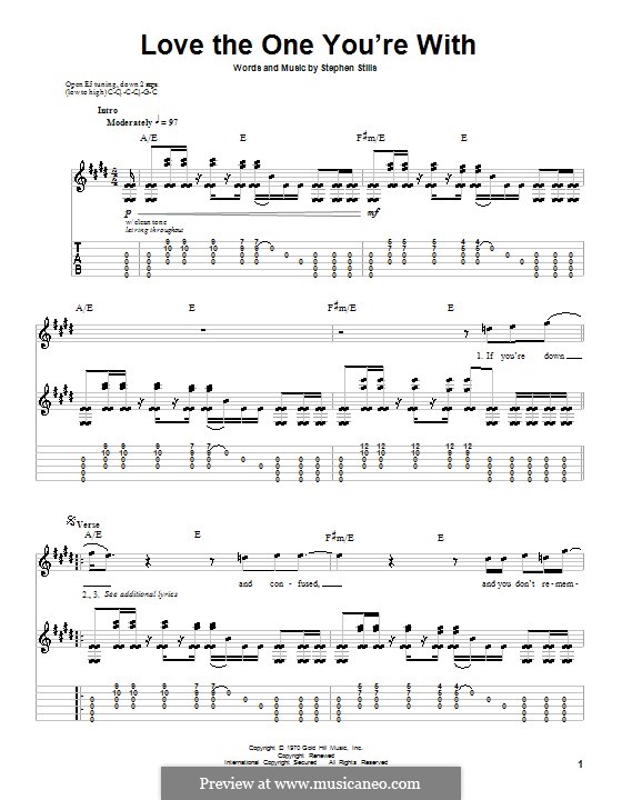 Love the One You're with (Crosby, Stills & Nash): For guitar with tab by Stephen Stills