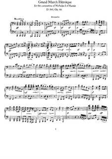Grand Heroic March for the Coronation of Nicholas I of Russia, D.885: For piano four hands by Franz Schubert