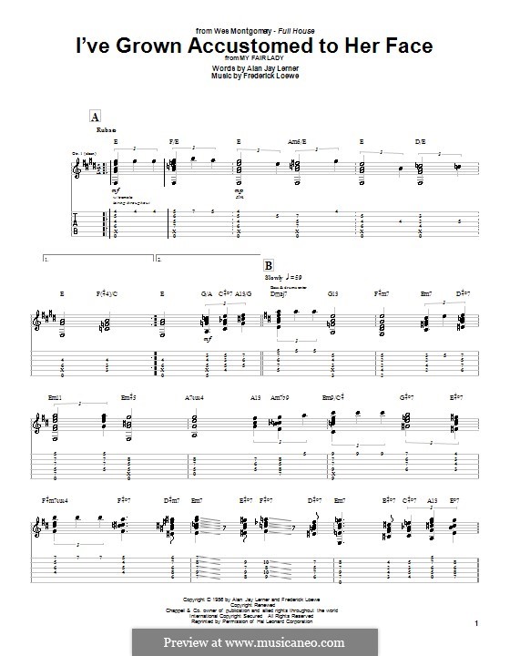 I've Grown Accustomed to Her Face (from My Fair Lady): For guitar with tab by Frederick Loewe