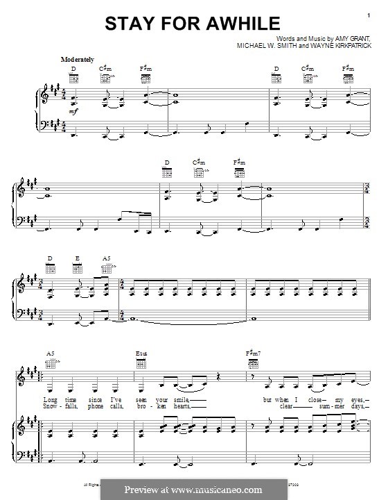 Stay for Awhile by A.G. Chapman, W. Kirkpatrick - sheet music on MusicaNeo
