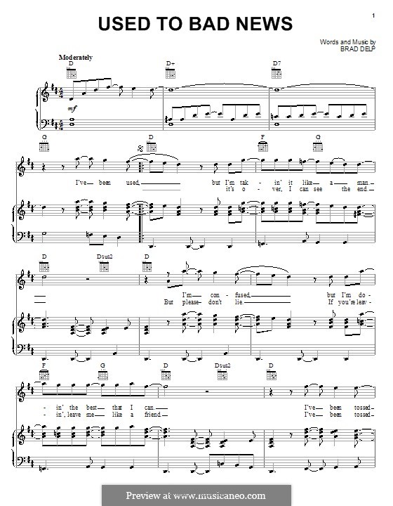 Used to Bad News (Boston): For voice and piano (or guitar) by Brad Delp
