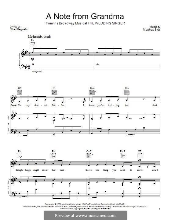 A Note from Grandma: For voice and piano (or guitar) by Chad Beguelin