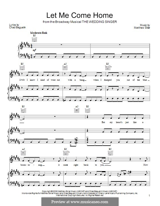 Let Me Come Home: For voice and piano (or guitar) by Chad Beguelin