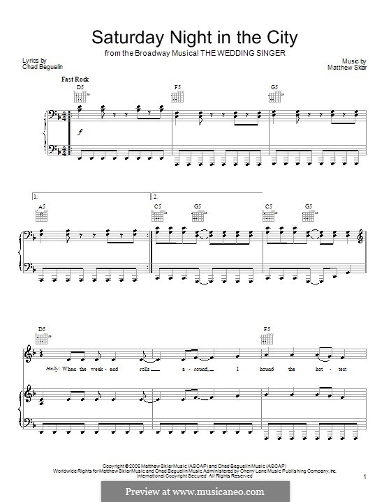 Saturday Night in the City: For voice and piano (or guitar) by Chad Beguelin