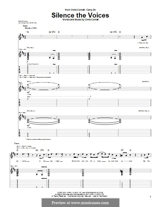 Silence the Voices: For guitar with tab by Chris Cornell