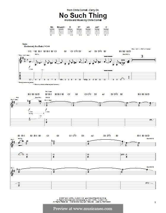 No Such Thing: For guitar with tab by Chris Cornell