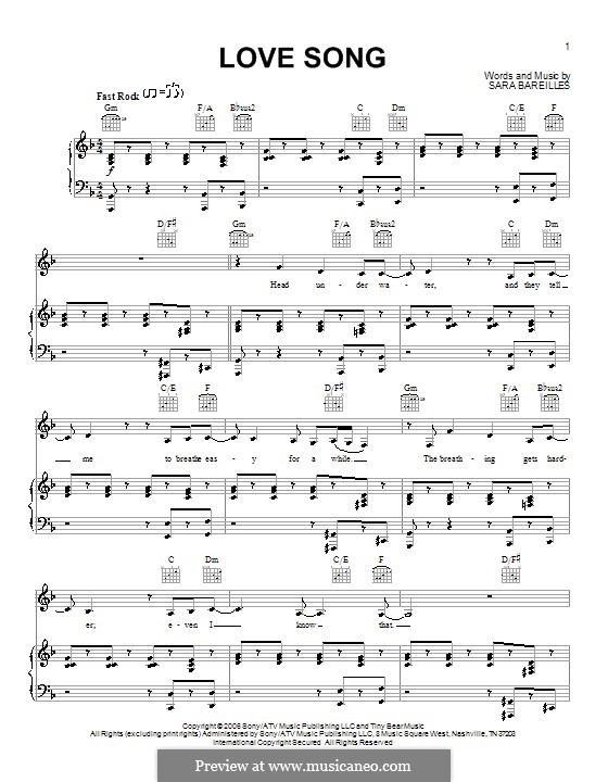 Love Song: For voice and piano (or guitar) by Sara Bareilles