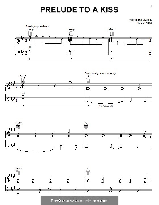 Prelude to a Kiss: For voice and piano (or guitar) by Alicia Keys