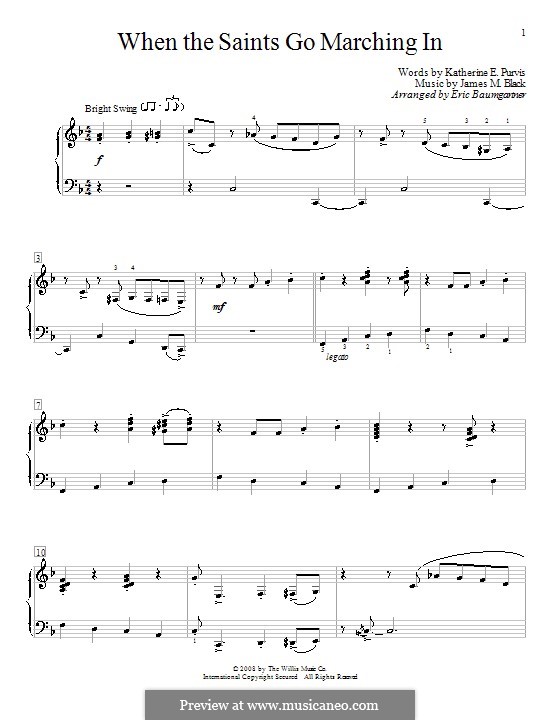 When the Saints Go Marching In: For piano by James Milton Black