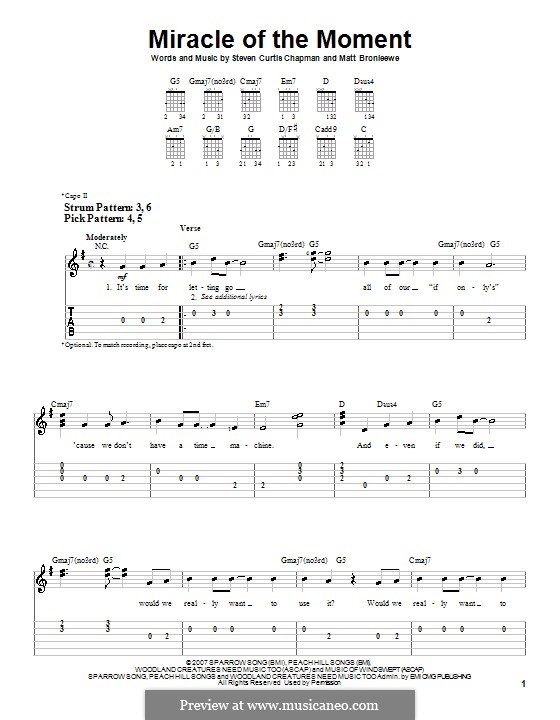 Miracle of the Moment (Steven Curtis Chapman): For guitar (very easy version) by Matt Bronleewe