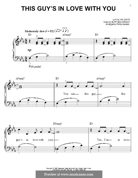 This Guy S In Love With You By B Bacharach Sheet Music On Musicaneo This Guy S In Love With You By B Bacharach Sheet Music On Musicaneo