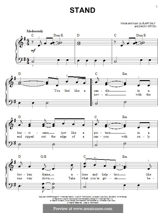Stand (Rascal Flatts) by B. Daly, D. Orton sheet music on MusicaNeo
